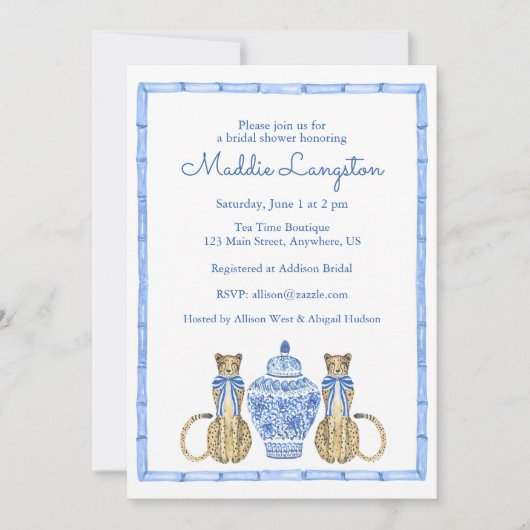 Chinoiserie Waterverf Luipaard Gemberpot Kaart (Voorkant)