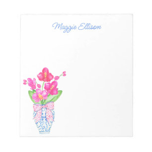 Chinoiserie Waterverf Orchids Ginger Jar Notepad Notitieblok