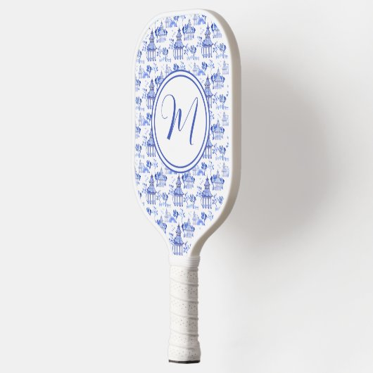 Chinoiserie Waterverf Pagoda Pattern Monogram Pickleball Paddle (Links)