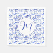 Chinoiserie Waterverf Pagoda Pattern Monogram Servet (Voorkant)