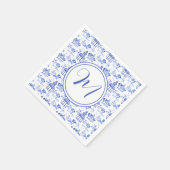 Chinoiserie Waterverf Pagoda Pattern Monogram Servet (Hoek)