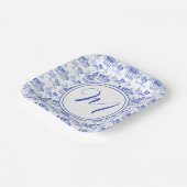 Chinoiserie Waterverf Pagoda Pattern Papieren Bordje (Gebogen)