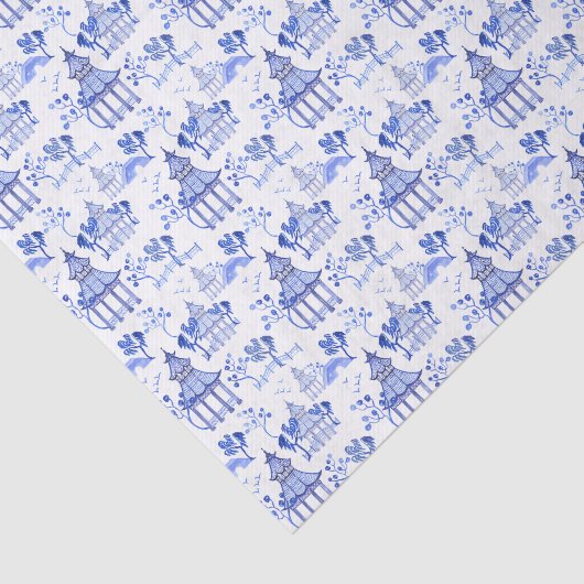 Chinoiserie Waterverf Pagoda Pattern Tissuepapier (Detail)