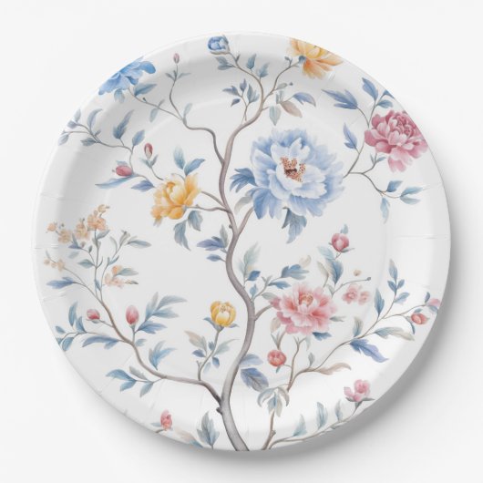 Chinoiserie Waterverf Pattern Papieren Bordje (Voorkant)