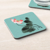 Chinoiserie Waterverf Schilting Lotus Floral Bier Onderzetter (Linkerzijde)