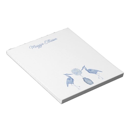 Chinoiserie Waterverf Topiary Blue Heron-blocnote Notitieblok (Schuin)