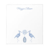 Chinoiserie Waterverf Topiary Blue Heron-blocnote Notitieblok (Voorkant)