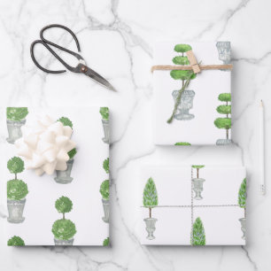 Chinoiserie Waterverf Topiary Wrapping Paper