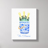 Chinoiserie Waterverf Wine Bucket Canvas Afdruk (Voorkant)