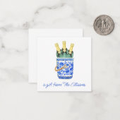 Chinoiserie Waterverf Wine Bucket Gift Enclosure Notitiekaartje (Voorkant / Achterkant in situ)