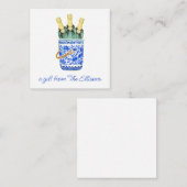 Chinoiserie Waterverf Wine Bucket Gift Enclosure Notitiekaartje (Voorkant / Achterkant)