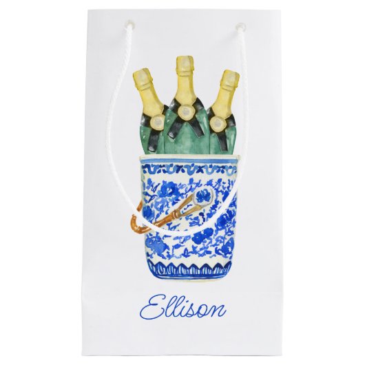 Chinoiserie Waterverf Wine Bucket Klein Cadeauzakje (Voorkant)