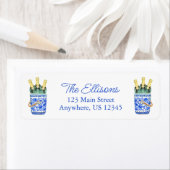 Chinoiserie Waterverf Wine Bucket Return Address Etiket (Insitu)