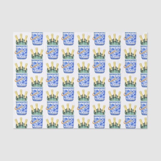 Chinoiserie Waterverf Wine Bucket Tissuepapier (Voorkant)