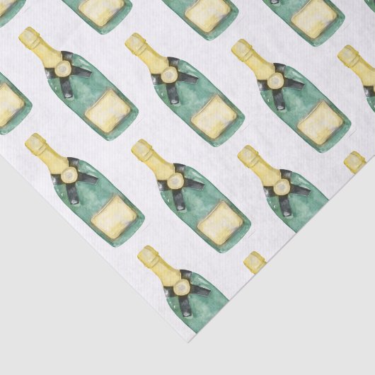 Chinoiserie Waterverf Wine Champagne Bottle Tissuepapier (Detail)