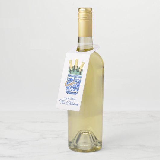 Chinoiserie Waterverf Wine Ice Bucket Flessenhanger (Schuin)