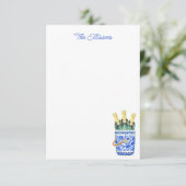Chinoiserie Waterverf Wine Ice Bucket Note Cards Bedankkaart (Staand voorkant)