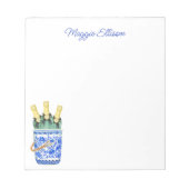 Chinoiserie Waterverf Wine Ice Bucket Notepad Notitieblok (Voorkant)