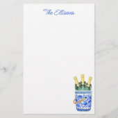 Chinoiserie Waterverf Wine Ice Bucket Stationery Briefpapier (Voorkant)