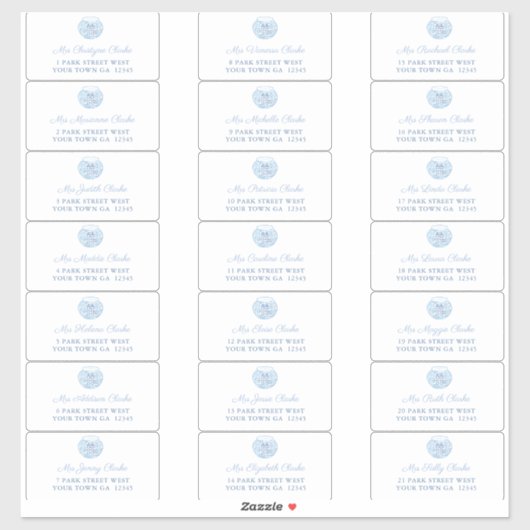 Chinoiserie Wedding Guest Envelope Adresetiketten Sticker (Vel)