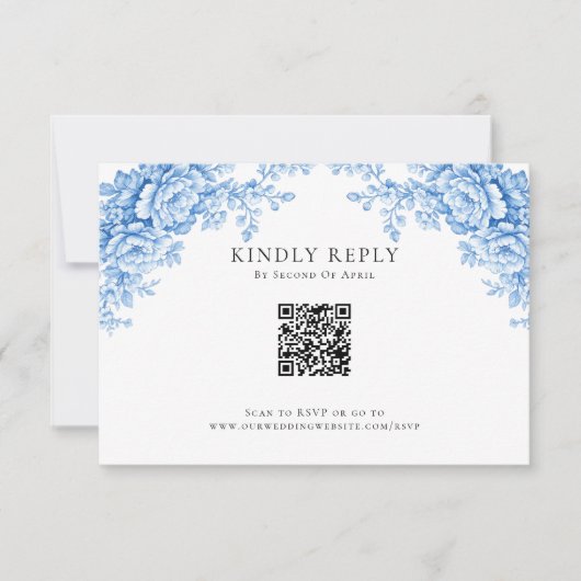 Chinoiserie Wedding Minimal Monogram RSVP QR Code (Voorkant)