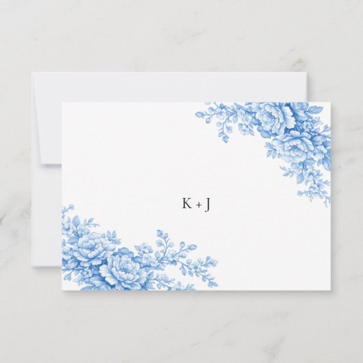 Chinoiserie Wedding Minimal Monogram RSVP QR Code (Achterkant)