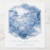 Chinoiserie Wedding Pattern Cheers ID1094 Wijn Etiket (Enkel label)