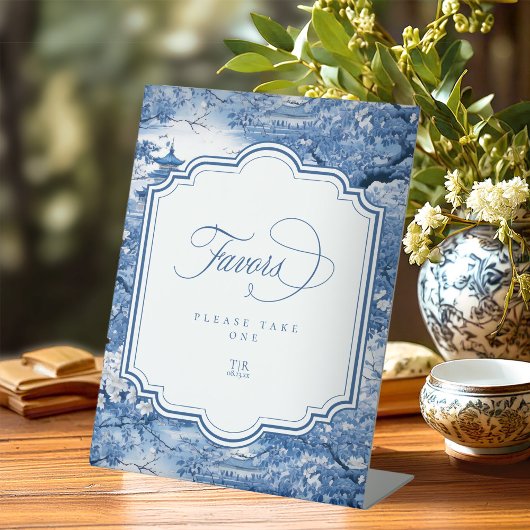 Chinoiserie Wedding Pattern Favors ID1094 Reclamebord Met Voetstuk
