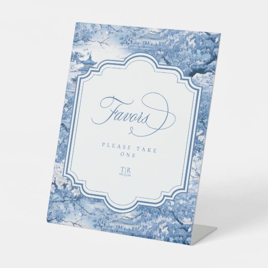 Chinoiserie Wedding Pattern Favors ID1094 Reclamebord Met Voetstuk (Voorkant)