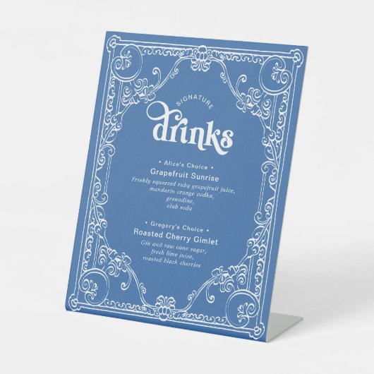  Chinoiserie Wedding Signature Drinken Reclamebord Met Voetstuk (Voorkant)