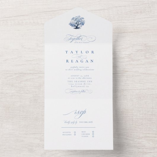 Chinoiserie Wedding Tree Motif ID1094 All In One Uitnodiging (Binnen)