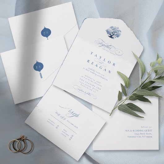 Chinoiserie Wedding Tree Motif ID1094 All In One Uitnodiging