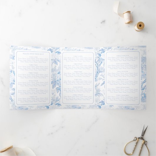 Chinoiserie Wedding Trifold Programma Zitting Graf (Binnen)