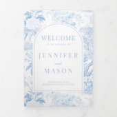 Chinoiserie Wedding Trifold Programma Zitting Graf (Cover)