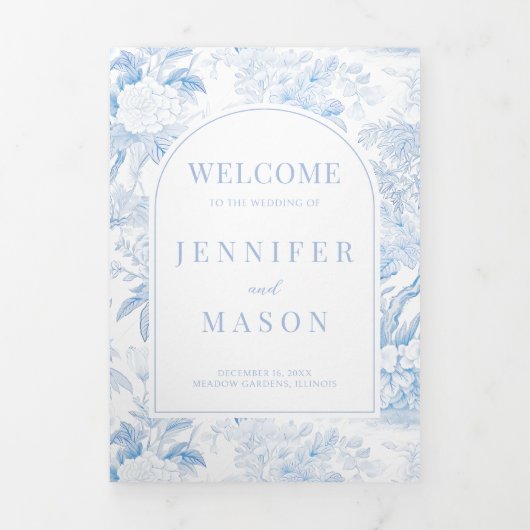 Chinoiserie Wedding Trifold Programma Zitting Graf (Cover)