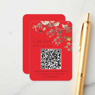 Chinoiserie Wedding Website RSVP QR Code  Informatiekaartje