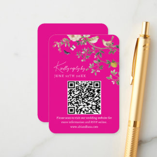 Chinoiserie Wedding Website RSVP QR Code  Informatiekaartje