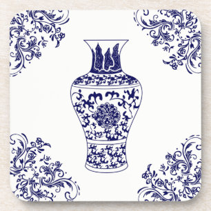 Chinoiserie White en Blue Ginger Jar Sierkussen Bier Onderzetter