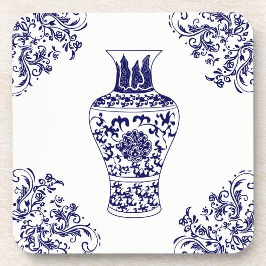 Chinoiserie White en Blue Ginger Jar Sierkussen Bier Onderzetter (Voorkant)