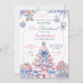 Chinoiserie Winter Onederland Coquette Verjaardag Kaart (Voorkant)