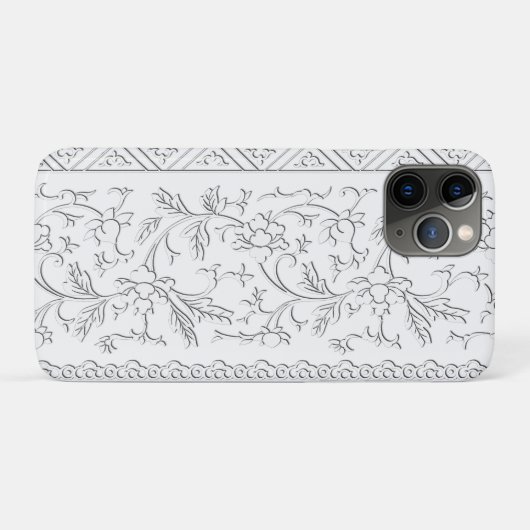 Chinoiserie Wit Bloemen Scroll Border Case-Mate iPhone Case (Achterkant (horizontaal))