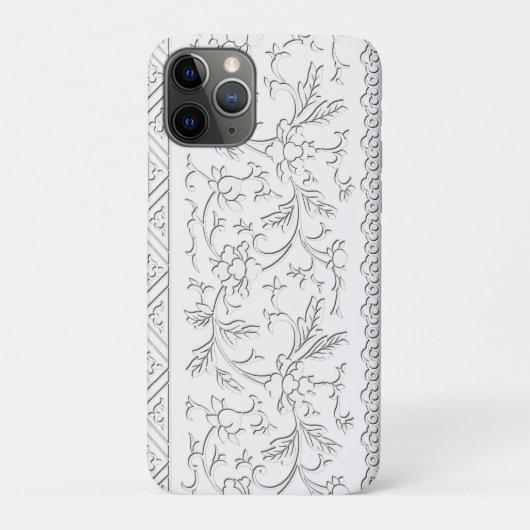  Chinoiserie Wit Bloemen Scroll Border Case-Mate iPhone Case (Achterkant)