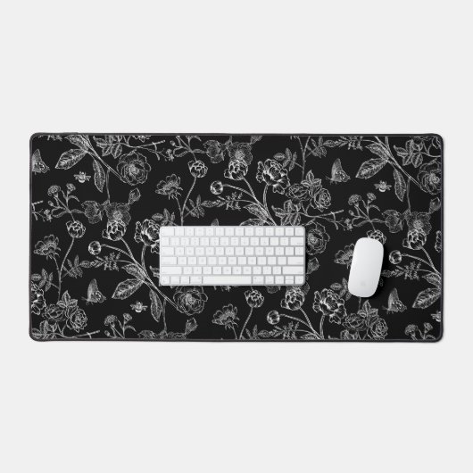  Chinoiserie wit bloemmotief Bureaumat (Keyboard & Muis)