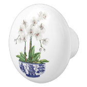 Chinoiserie Witte Orchidee Keramische Knop (Rechts)