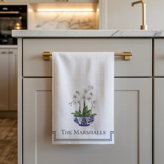 Chinoiserie Witte Orchidee Theedoek