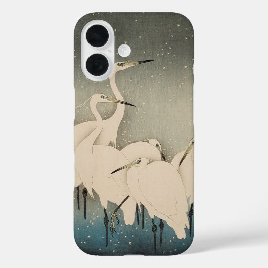 Chinoiserie Witte Reiger Winter Sneeuw Patroon Case-Mate iPhone Case (Achterkant)