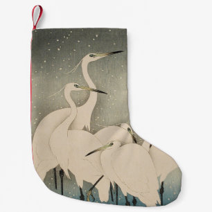 Chinoiserie Witte Reiger Winter Sneeuw Patroon Kleine Kerstsok