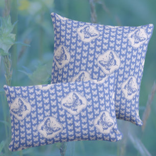  Chinoiserie Witte Vlinders op Blauw Kussen