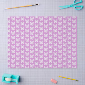 Chinoiserie Witte Vlinders op Fuchsia Roze Tissuepapier