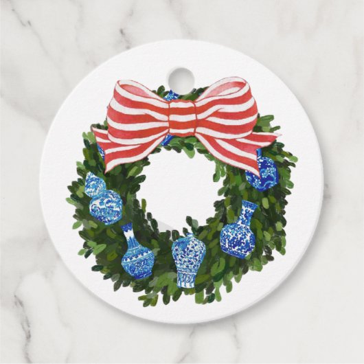 Chinoiserie Wreath, Christmas Ginger Jar, Bedankjes Labels (Voorkant)